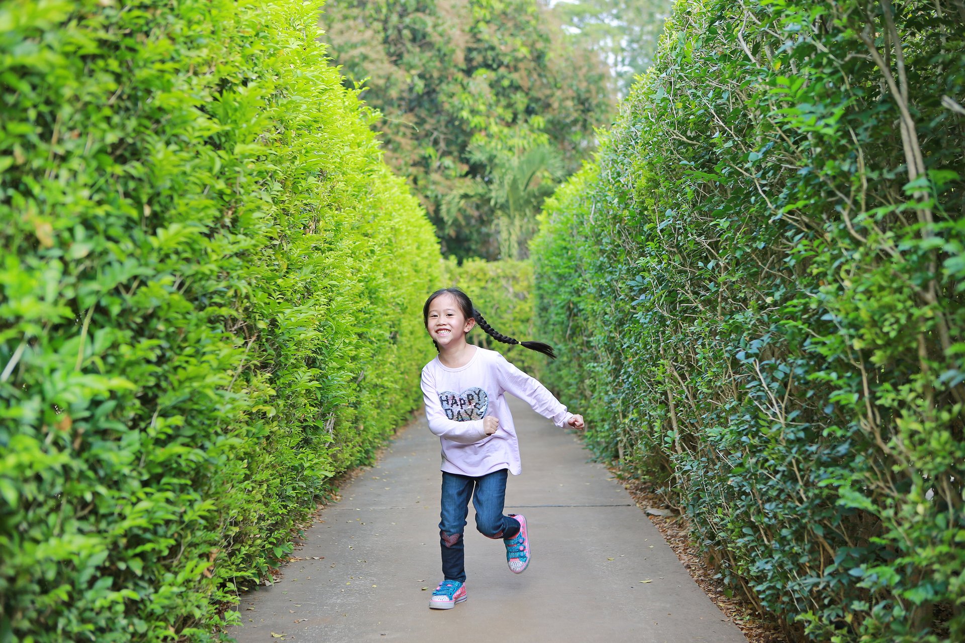 Picture showing a kid playing inside a maze